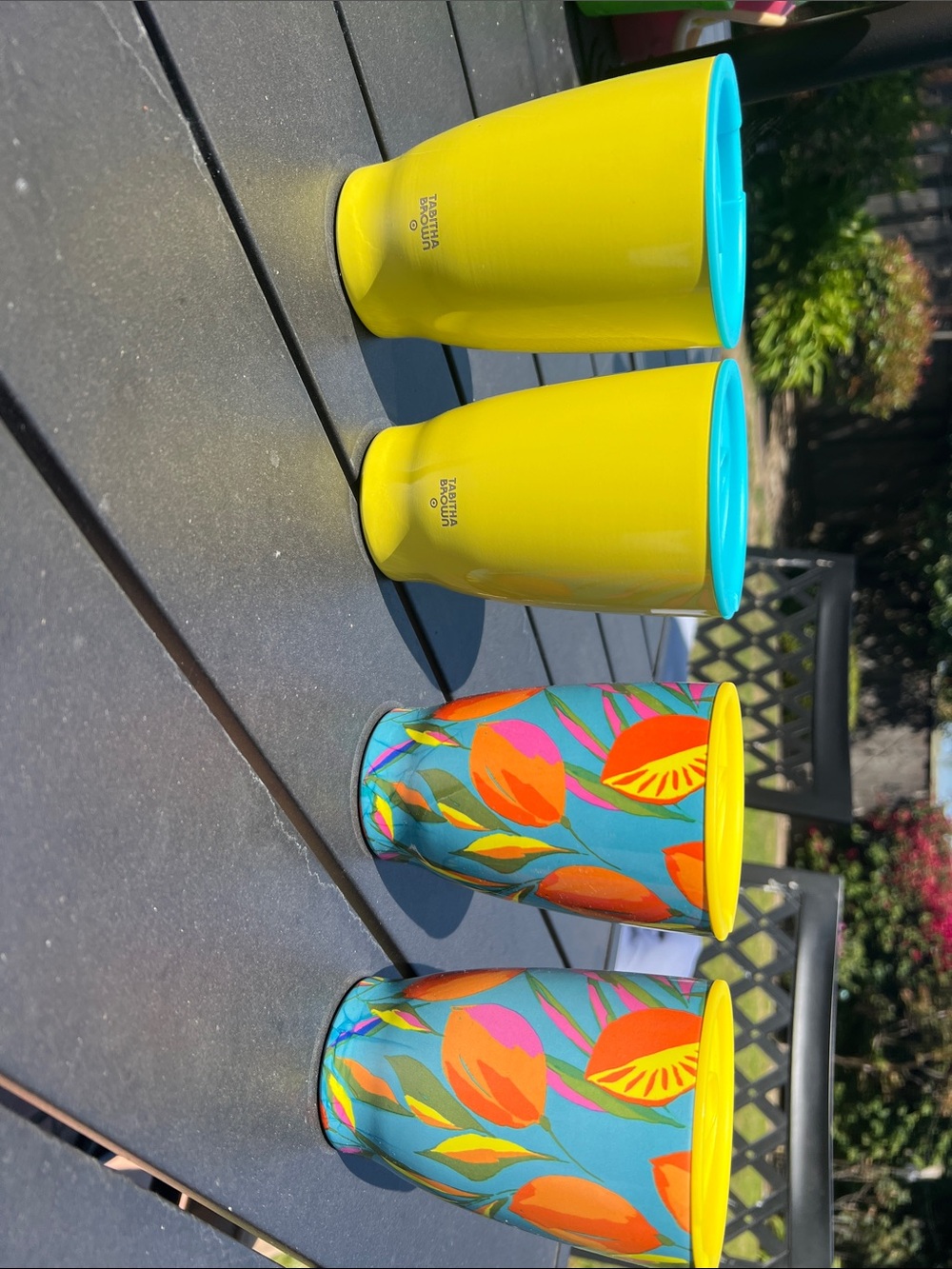 Tabitha Brown Colorful Insulated Tumblers in Yellow and Teal – Set of 4